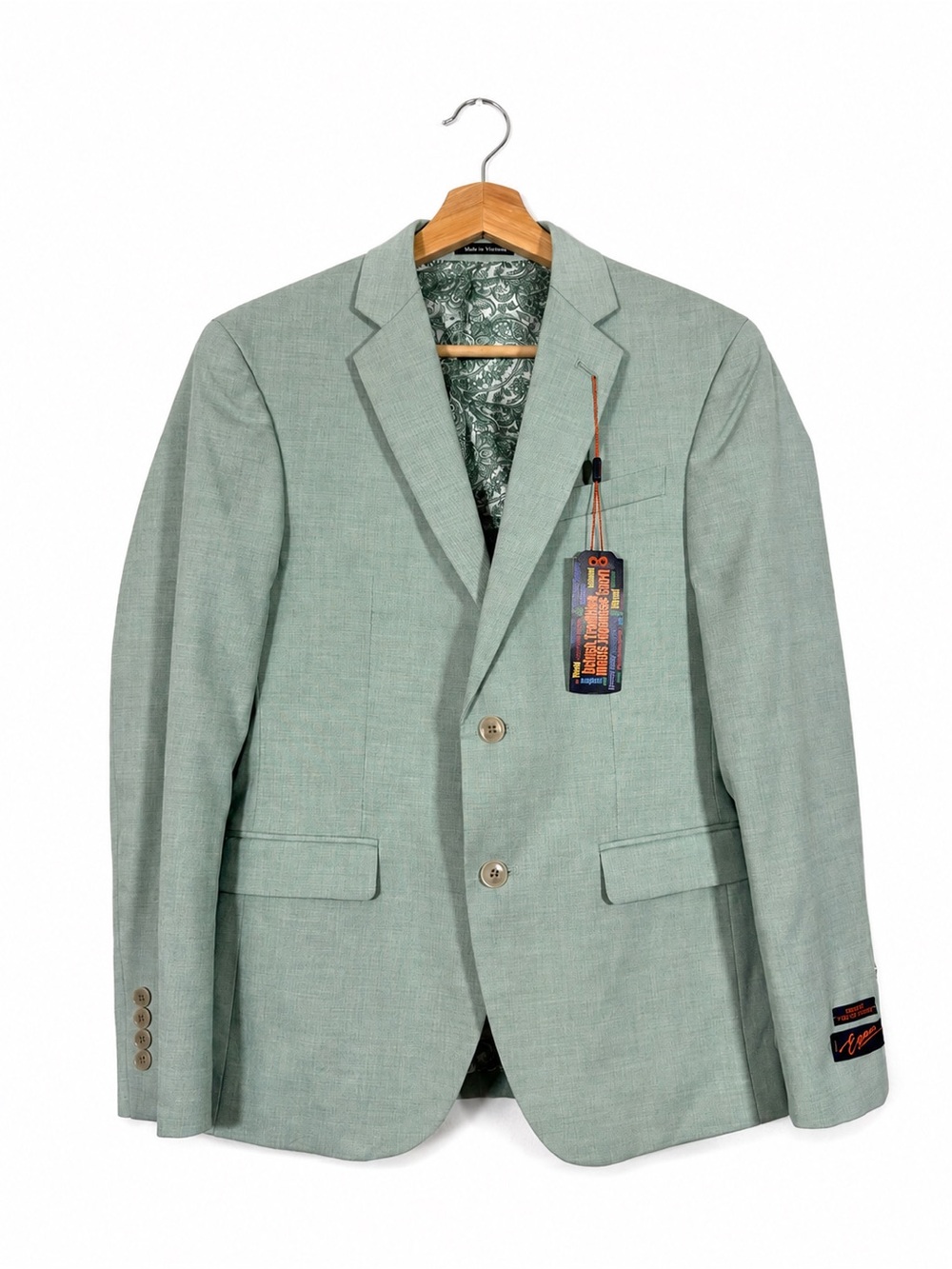 NWT Egara Skinny Fit Lapel Suit Jacket Blazer Mint Sz 36S Cocktail Prom Office